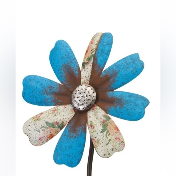 Regal Art & Gift Rustic Flower Wind Spinner - Blue - Picture 1 of 2